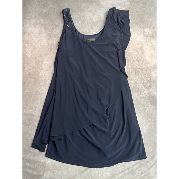 Betsy & Adam Dresses & Skirts - Betsy & Adam Navy Blue Jersey Dress Sequin Shoulder Women's Size 14W